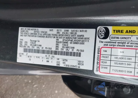 2016 Ford Fiesta Se from USA, damaged, VIN 3FADP4EJ0GM120111